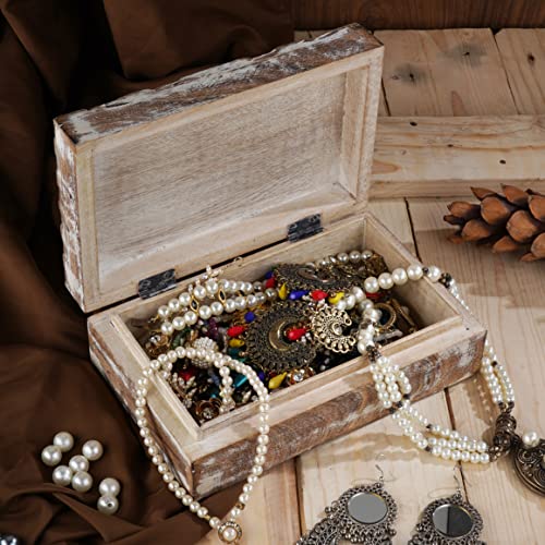 Ajuny Handmade Wooden Box – Hand Carved Line Design Keepsake Box, Decorative Jewelry Organizer Treasure Chest, Memory Storage Boxes Gift for Men and Women, 8x5 Inch - style: Big Line Design