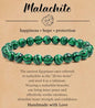 BOMAIL Natural Stone Bracelet for Women Men - 8MM Semi-Precious Gemstone Beaded Bracelet Healing Crystal Stretch Bracelet Yoga Bracelets Jewelry - color: Malachite