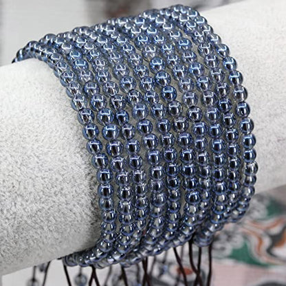 Keleny Natural Gemtones 4mm Round Beads Crystal Adjustable Braided Macrame Tassels Bracelets Unisex - color: Coated Blue Clear White Quartz