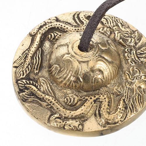 Tibetan Style Meditation Brass Chime Bells Handcrafted Percussion Instrument with Dragon Motif for Mindfulness Yoga and Healing