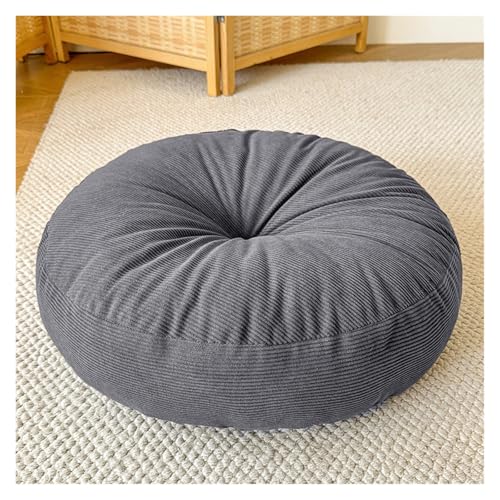 Round Meditation Floor Pillow with Thick Quilted Design for Yoga, Zen Corners Living Room Soft Corduroy Seat Cushion(Dark Gray,40x40x13cm) - color: Dark Gray, size: 40x40x13cm