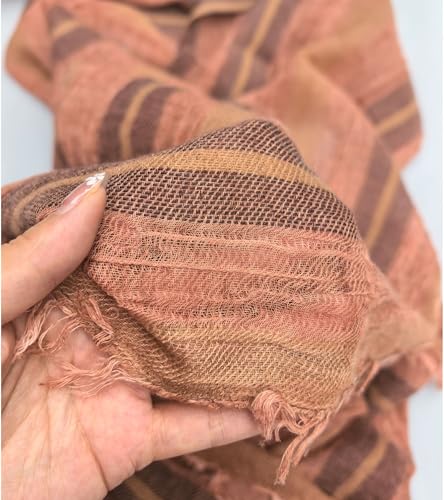 Artistic Retro Cotton And Linen Scarf, Plain Tie Dye Gradient Autumn And Winter New Soft Cotton Shawl - color: Earth Orange