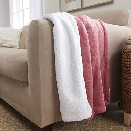 Sherpa Throw Blanket Super Soft Reversible Ultra Luxurious Plush Blanket, 50 x 60 inches, Light Mahogany/White - color: Light Mahogany / White, size: Throw (50" x 60")