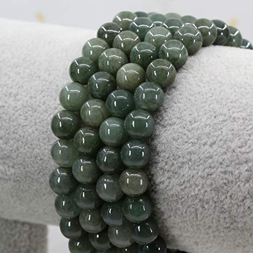 Keleny Natural Gemtone 6mm Round Beads Crystal Adjustable Braided Macrame Tassels Bracelets Unisex - color: Dark Green Jade