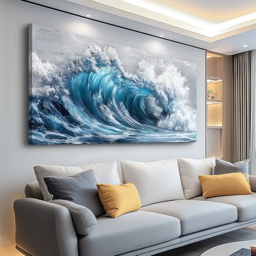 ZUITINGHUA Canvas Wall Art For Living Room Large Wall Decor For Office Bedroom Decoration Ocean Wave Landscape Picture Black And White Painting Artwork Room Wall Mural Aesthetic Home Decor 30x60 In - color: Ocean Wave, size: 60"L x 30"W
