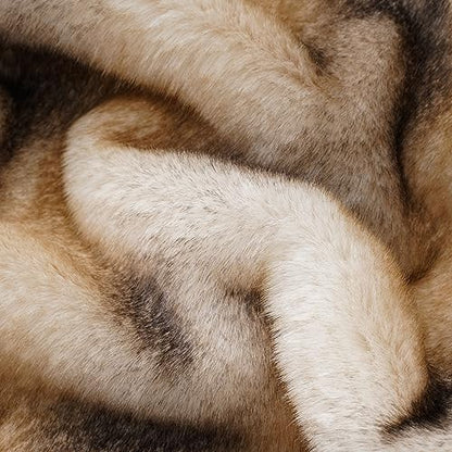 BATTILO HOME Luxury Faux Fur Throw Blanket, Soft Cozy Mink Fur Blanket for Couch, Sofa, Chair, Bed, Thick Warm Fall Fur Throw Blankets, 50"x60" - color: Yellow&grey, size: 50"x60"