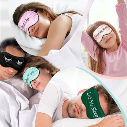 8 Pieces Funny Sleep Mask Silk Eye Mask with Adjustable Strap Soft Cute Blackout Blindfold Eye Cover for Women Men Full Night's Sleep, Travel, Nap, Meditation(Retro Colors) - color: Retro Colors