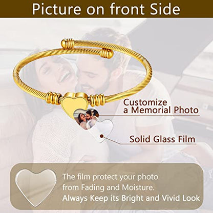 U7 Unisex Simple Cuff Bracelet 18K Real Gold Platinum Plated Fine Bracelets Fashion Jewelry Open Bangle Cuff Bracelets, Twisted or Heart Style - color: K.Heart photo-gold