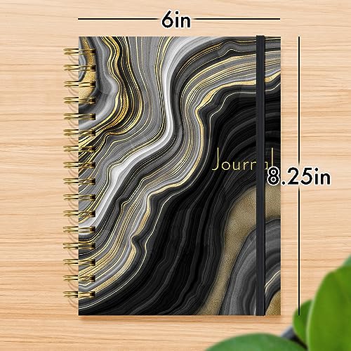 Designer Greetings, Designer Papers Flex Cover Journal with Elastic Band, Black and Gold Marble Design - 320 Pages (6” x 8.25”) - Back-to-School Supplies, Creative Writing, Personal Notes - style: Black and Gold Marble