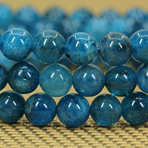 Angelstones Handmade Natural Healing Gemstone 6mm Round Beads Stretch Crystal Bracelet 7 Inch Unisex - color: Blue Green Apatite