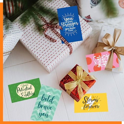 120 PCS Motivational Cards, 60 Designs Inspirational Cards with PET Film, Affirmation Words for Primary Middle High Reading Students, Book Lovers (2” x 3.5”)