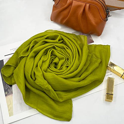 Women's Cotton Scarves Lady Light Soft Fashion Solid Scarf Wrap Shawl - color: Armygreen