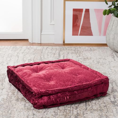 SAFAVIEH Home Collection Belia Burgundy 18-inch Square Floor Pillow with Insert - color: Burgundy, size: 18 x 18-Inch