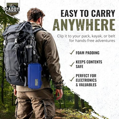 Waterproof Storage Case 1.2 L Capacity – Heavy-Duty Gear Box with Foam, Carabiner & Lanyard – Crushproof, Airtight Outdoor Container for Camping, Hiking, Fishing - color: Navy Blue