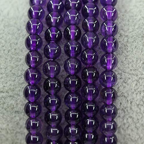 Keleny 4mm Natural Round Beads Gemstones Rock Crystal Stretch Bracelet 7 Inch Unisex - color: Purple A Grade Amethyst