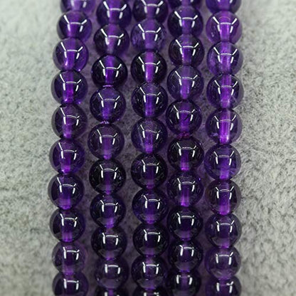 Keleny 4mm Natural Round Beads Gemstones Rock Crystal Stretch Bracelet 7 Inch Unisex - color: Purple A Grade Amethyst