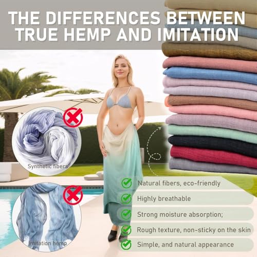Two-tone Linen Scarf for Women Lightweight Summer Wrap Cotton Shawl Beach Travel Pashmina Gauze 75"×35" - color: Peach Pink/Light Khaki