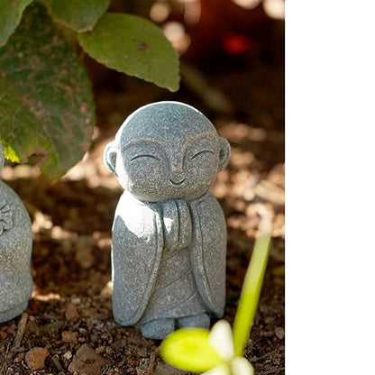 OwMell Japanese Jizo Monk Statue, Buddha Jizo Figurine Memorial Aquarium Statue Ornament - Namaste - color: Namaste
