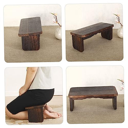 VICASKY Wood Meditation Stool for Kneeling and Sitting Folding Zen Bench Cushion Non-Skid Household Stool for Mindfulness and Prayer