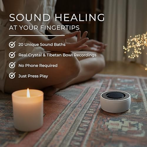 SIBŌ Digital Singing Bowl | 20 Preloaded Sound Baths from Real Crystal & Tibetan Singing Bowls | Meditation, Sleep & Deep Relaxation | No Phone Required