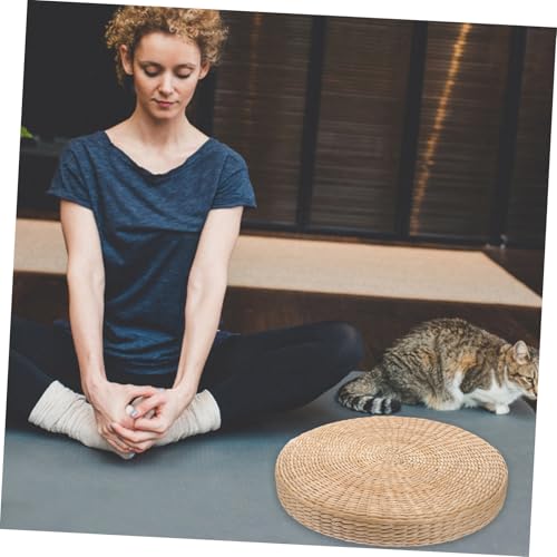 PRETYZOOM Thickened Meditation Mat Hand Woven Yoga and Meditation Cushion Rustic Zen Decor Comfortable Floor Pillow