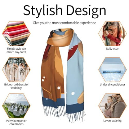 Astronaut Sitting in Yoga Chakra Scarf for Women Warm Soft Scarves Fashion Fringed Shawl Casual Tassel Blanket Scarf - color: Christmas Deer