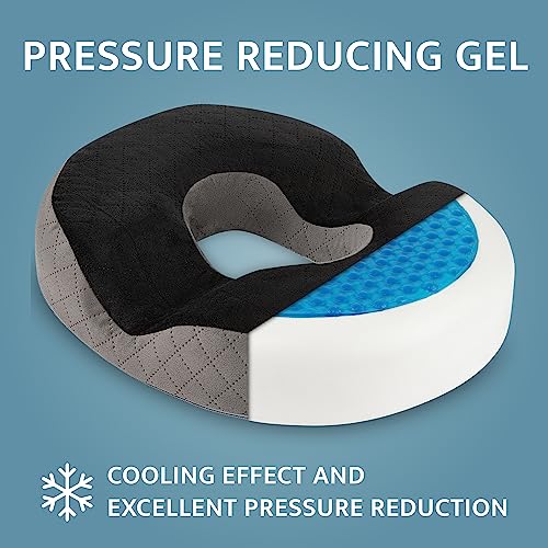 Gel Donut Pillow | Lifting Cushion | Donut Cushion for Tailbone Hemorrhoid Cushion Coccyx Sciatica Pregnancy Cushion (Grey/Black Velvet) - color: Grey/Black Velvet