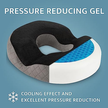 Gel Donut Pillow | Lifting Cushion | Donut Cushion for Tailbone Hemorrhoid Cushion Coccyx Sciatica Pregnancy Cushion (Grey/Black Velvet) - color: Grey/Black Velvet