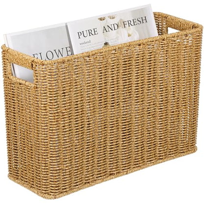 Healeved Woven Storage Basket with Handle 14.96X10.03X5.90In Desktop Organizer for Toys Clothes Sundries Household Storage