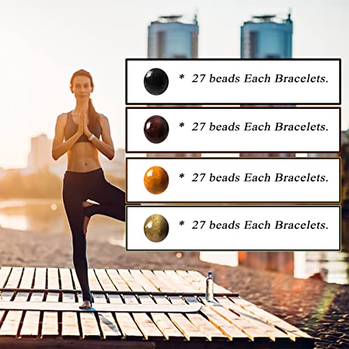 Eigso 6-8mm Wood Beads Bracelet Prayer Beads for Meditation Buddha Tibetan Bracelet for Men and Women