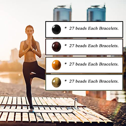 Eigso 6-8mm Wood Beads Bracelet Prayer Beads for Meditation Buddha Tibetan Bracelet for Men and Women