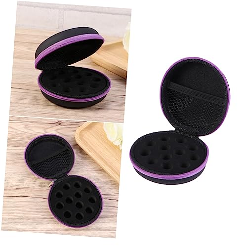 DOITOOL 12 Storage Bags Cajas Organizadoras Faux Leather Round Storage Bag Suitcase Hamburger Storage Box, Violet, medium