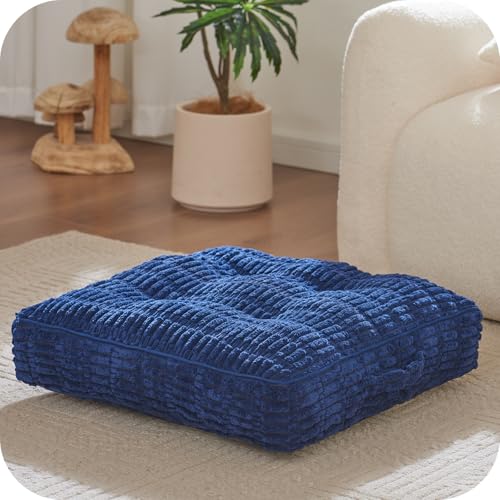 Floor Pillow Cushion for Adults, Meditation Cushion Pillow, Large Square Floor Sitting, for Tatami Living Room or Yoga, 22x22 Inch - color: Blue, size: 4" Thick(Pack of 2)