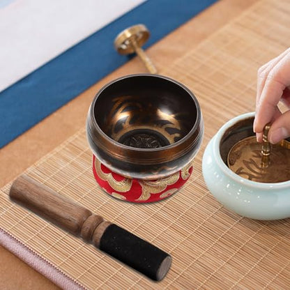 Wakauto Handcrafted Tibetan Singing Bowl for Meditation and Yoga with Mallet and Cushion Portable Healing Bowl for Mindfulness Stress Relief and Zen Decor