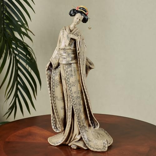 Touch of Class Miyoko Beauty Geisha Table Sculpture - Resin - Beige, Black, Red - Japanese Lady for Bedroom, Living Room, Dining Room, Bookshelf, Mantel, Office, Entryway, Foyer