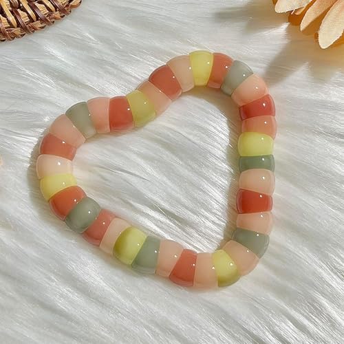 Roe Dolph Bodhi Bead Fidget Anxiety Bracelet for Women Men Chunky Stretch Beaded Mindful Jewelry Daily Reminder Gift for Mom Wife Friend - color: B4:orange
