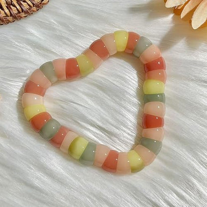 Roe Dolph Bodhi Bead Fidget Anxiety Bracelet for Women Men Chunky Stretch Beaded Mindful Jewelry Daily Reminder Gift for Mom Wife Friend - color: B4:orange