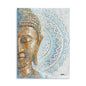Gold Buddha Canvas Wall Art: 3D Textured Mandala Flower Blossom Buddha Painting Zen Print Picture on Blue for Yoga Meditation Room Bedroom Framed and Ready to Hang 12"x16" - color: Buddha with Mandala, size: 12"x16"x1