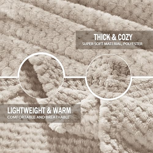 Exclusivo Mezcla Fleece Throw Blanket Extra Large, Super Soft and Warm Blankets for Couch, Sofa and Bed Waffle Textured, Cozy, Fuzzy and Lightweight (Tan, 50x70 Inches) - color: Tan, size: 50x70 in