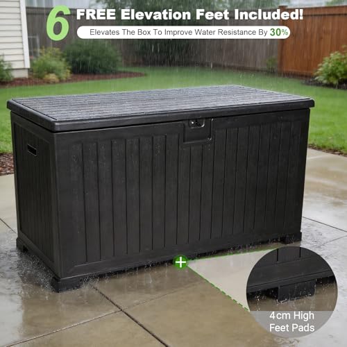 230 Gallon Outdoor Storage Box, Waterproof Extra Large Resin Deck Box with Lockable Lid for Patio, Pool Equipment, and Cushions, Black - color: Black(230 Gal)