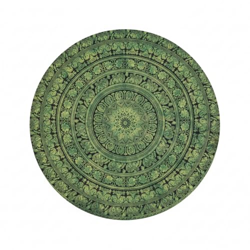 Craft Trade Cotton Round Elephant Print Mandala Beach Tapestry 72 Inch – Boho Wall Hanging, Round Table Cover, Picnic Throw, Meditation Yoga Décor & Hippie Home Decoration - color: Green, size: 72"L x 72"W