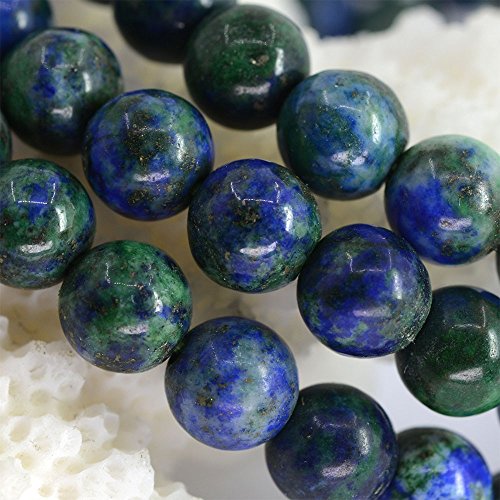 Justinstones Gem Semi Precious Gemstone 6mm Round Beads Stretch Bracelet 6.5 Inch Unisex - color: Lapis Chrysocolla