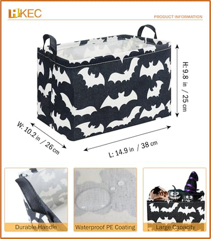 Rectangle Storage Basket with Handles,Collapsible Kids Toys Bin,Books Box,Gift Basket(Bat) - color: Bat