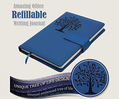 The Tree Of Life Refillable Writing Journal | 5x8 Inches, 200 Lined Pages, Magnetic Clasp, Refillable Diary, Cute Notebook Journal, Personal Journal for Women, Journal for Men