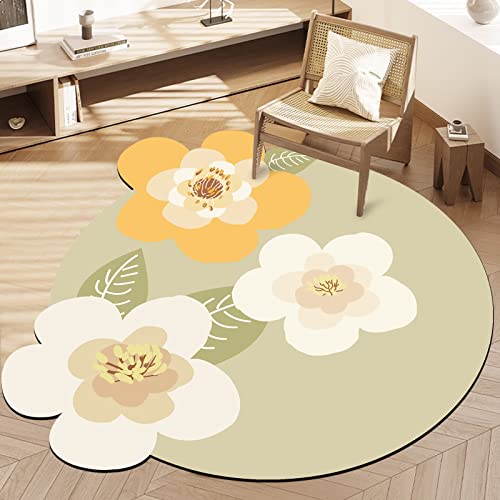 ABREEZE Irregular Large Flower Meditation Mat Non Slip Round Pilates Yoga Mat Natural Rubber with Sueded Surface Exercise Mat - color: Beige, size: 47 Inches