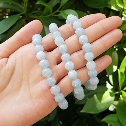 Adabele 1pc Natural Stretch Gemstone Bracelet 8mm (0.31") Bead 7 Inch to 8.5 inch Healing Crystal Energy Quartz Chakra Jewelry Women Unisex Birthday Gift - color: Aquamarine quartz, size: 8 inch