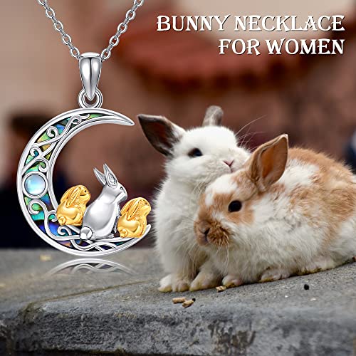 Sterling Silver Cute Animal Pendant Necklace Fox/Snake/Unicorn/Owl on Moon/Rabbit/Horse Necklace Jewelry for Women Mom Sister - style: 2 Bunny