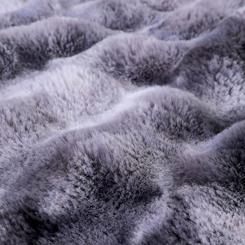 Soft Faux Fur Throw Blanket 50''x60'' Dark Grey Reversible Shaggy Blanket Plush Thick Fluffy Blankets Throws for Bed, Couch, Sofa, Office, Camping - color: E-dark Grey, size: 50''x60''