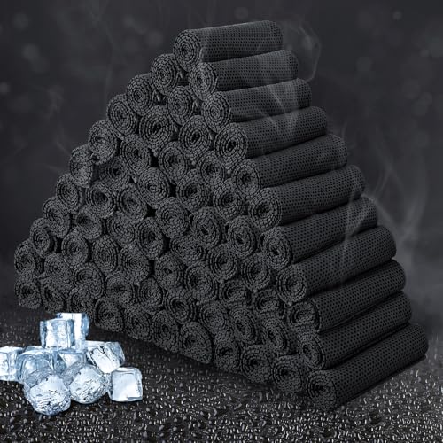 Honoson Cooling Towel Bulk - Neck & Face Cool Chilly Towels Microfiber Breathable Sport Sweat Rag for Gym, Yoga, Travel, Camping, Running, Outdoor - color: Black, size: 47"x12"