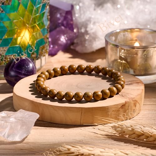 Bivei 6mm Beaded Bracelets for Women Handmade Semi Precious Natural Stone Stretch Elastic Jewelry Yoga Protection Gifts